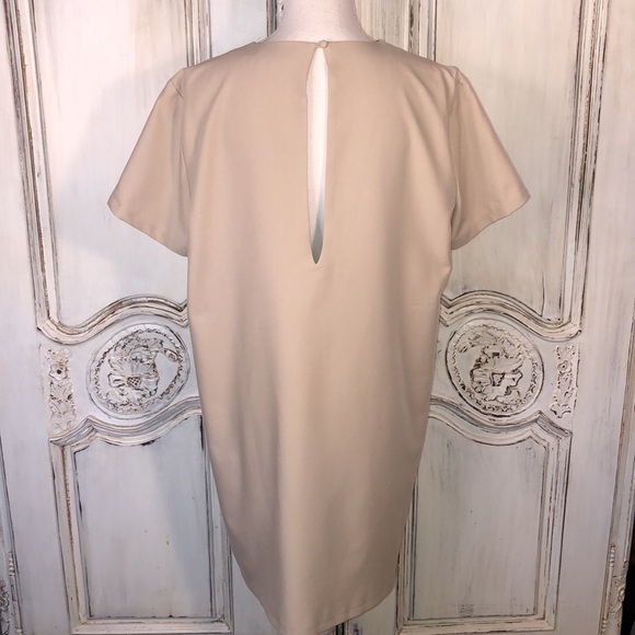 AEL Amy Enjoy Life Minimalist Short Sleeved Deep V Neck Full Cut Sheath Dress - Picture 8 of 13